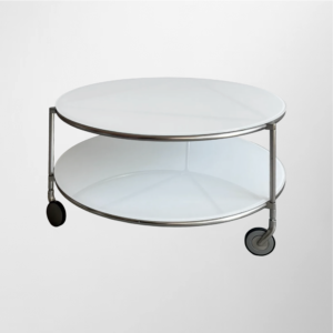 IKEA STRIND Coffee Table – 1980s White Glass / Steel