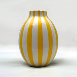 IKEA BLODBJÖRK Vase – Stripe White/Yellow
