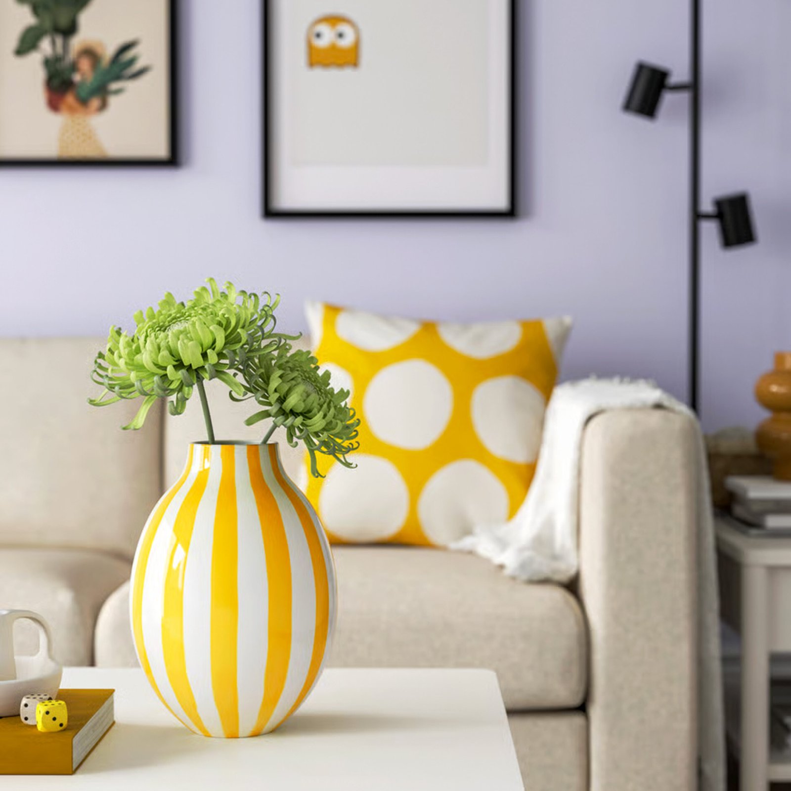 IKEA BLODBJÖRK Vase – Stripe White/Yellow - Image 6